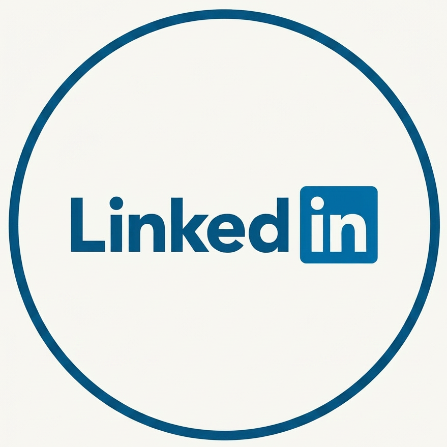 LinkedIn logo in blue and white colors